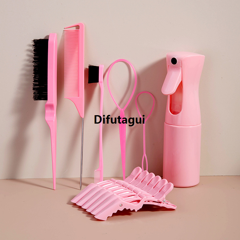 Difutagui Hair Fit Brush Control Edge Comb Clip Mouse Comb 12 Piece Hair New Design Set Tail Spray Bottle－Unscented Abs Plastic All