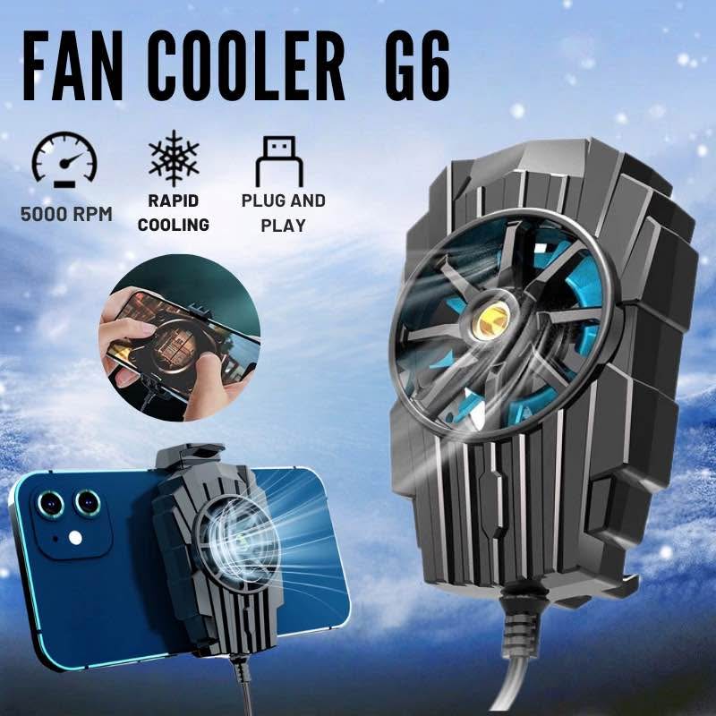 G6 Universal Mobile Phone Cooler Fan Radiator Back-clip Air-Cooled Game Cooler for iPhone Android Live Streaming Cool Heat Sink