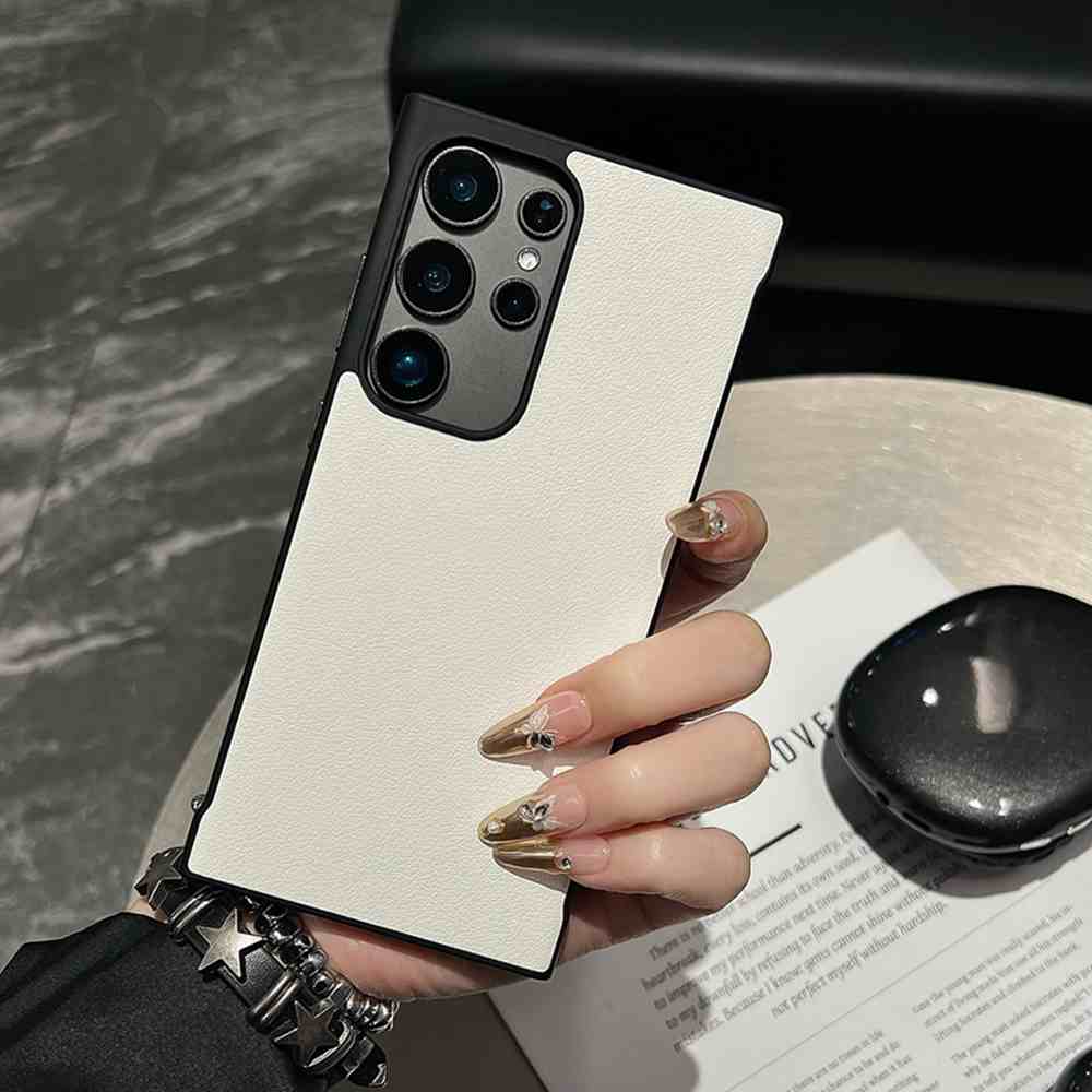 HODON Luxury Borderless Leather Matte Phone Case Samsung Galaxy S25 Ultra S24 Plus Cases Thin Hard PC Shockproof Protection Back Cover