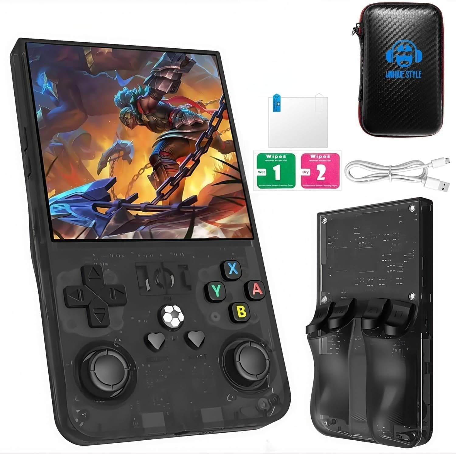 R36 Max Retro Handheld Video Game Console 3.5-Inch IPS HD Screen 64GB Storage with 15,000+ Pre-installed Games