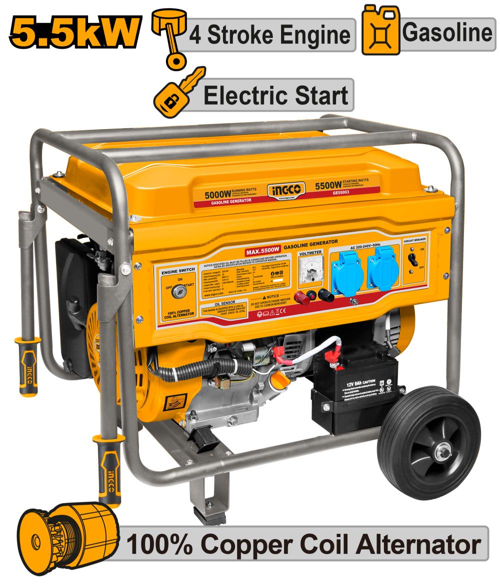INGCO Power Tools 5.5KW Gasoline Generator GE55003