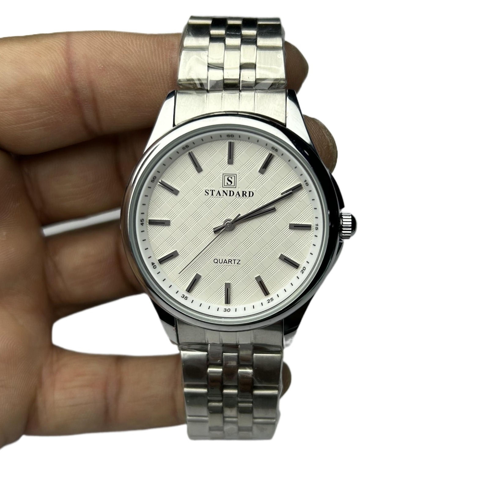 SWISH 0107 Stainless Steel Round White Dial Two Tone Chain With Day Date Function Waterproof Casual Watch For Men