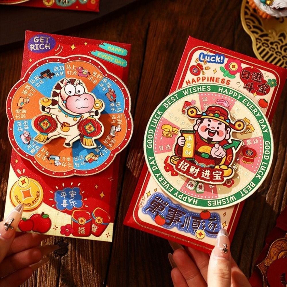 Creative Paper 2026 Horse Year Red Envelope Cartoon Design Chinese Style New Year Money Envelope Red Thickened Money Bag Traditional Celebration