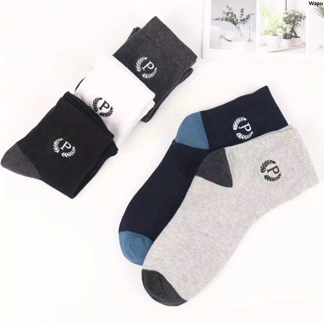 Portable Wear, wear outdoor men's socks for men and women casual comfortable and breathable, socks men's 5 pairs of fashion color block cylinders are universal, suitable for all seasons