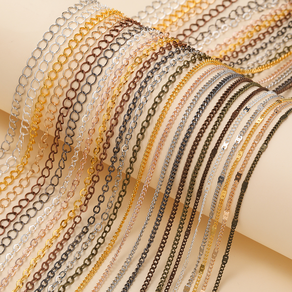 5meter/pack Silver/Gold/Bronze/Rhodium Color Plated Necklace Chains Brass Bulk For DIY Jewelry Findings Making Materials Handmade