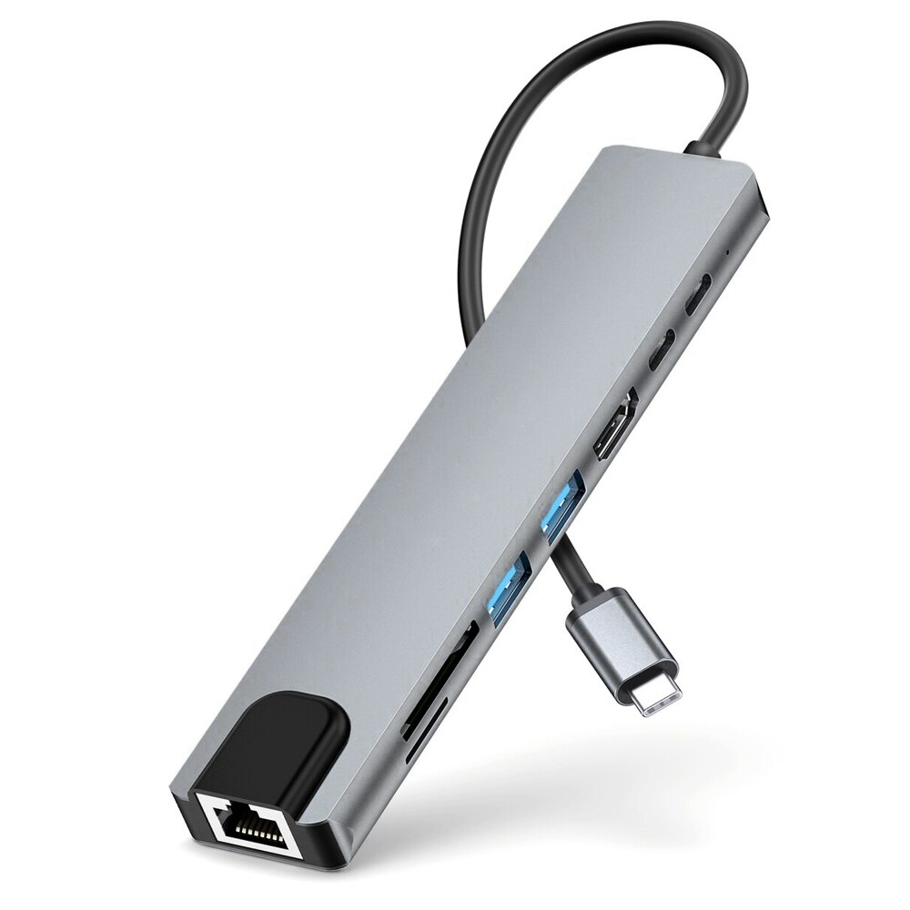 Usb c 8 in 1 multiport HUB COMPATIBLE with macbook pc laptop and tablet