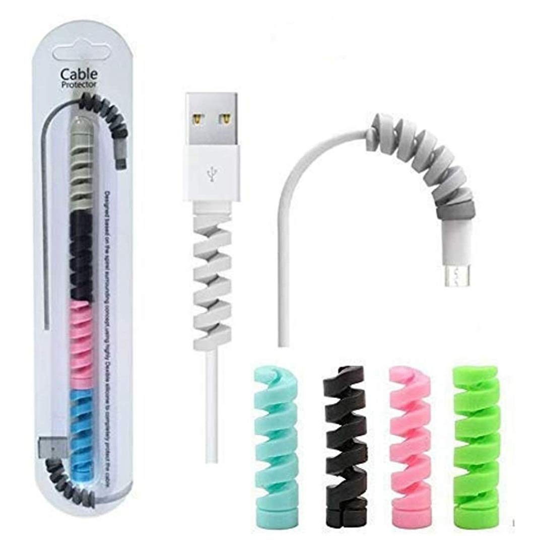 Spiral Cable Protectors & Wire Protectors Spring Wire for All Wired Accessories for USB Charger, Data Cable, Headphones, MacBook, Laptop, Elastic Cord Saver (Multi-Color)