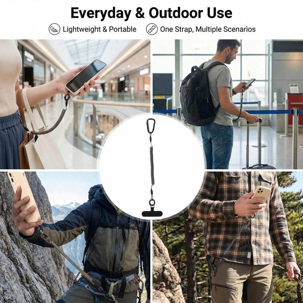 Portable Anti-lost Phone Lanyard Tangle-Free Adjustable Phone Ropes Flexible Wrist Band Outdoor