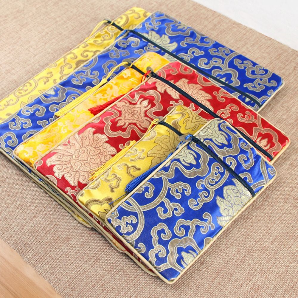 Gift Portable Dragon Pattern Brocade Double-layer Buddhist Retro Scripture Bag Jewelry Bag Embroidery Bag Chinese Style Sachet