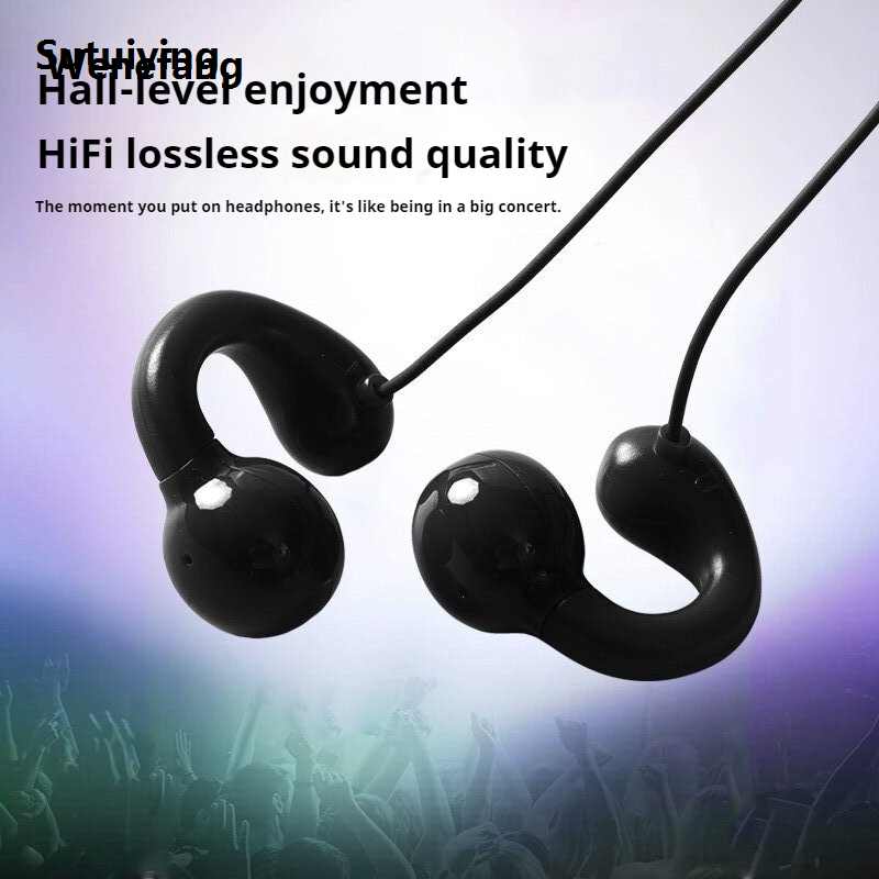 Wenefang Sutuiying Clip-on Wired Headphones type C 3.5mm Stereo Sports Music Earbuds Luxury Fashion Handfree Sport Gamer Headset Earphones with HD mic For Samsung