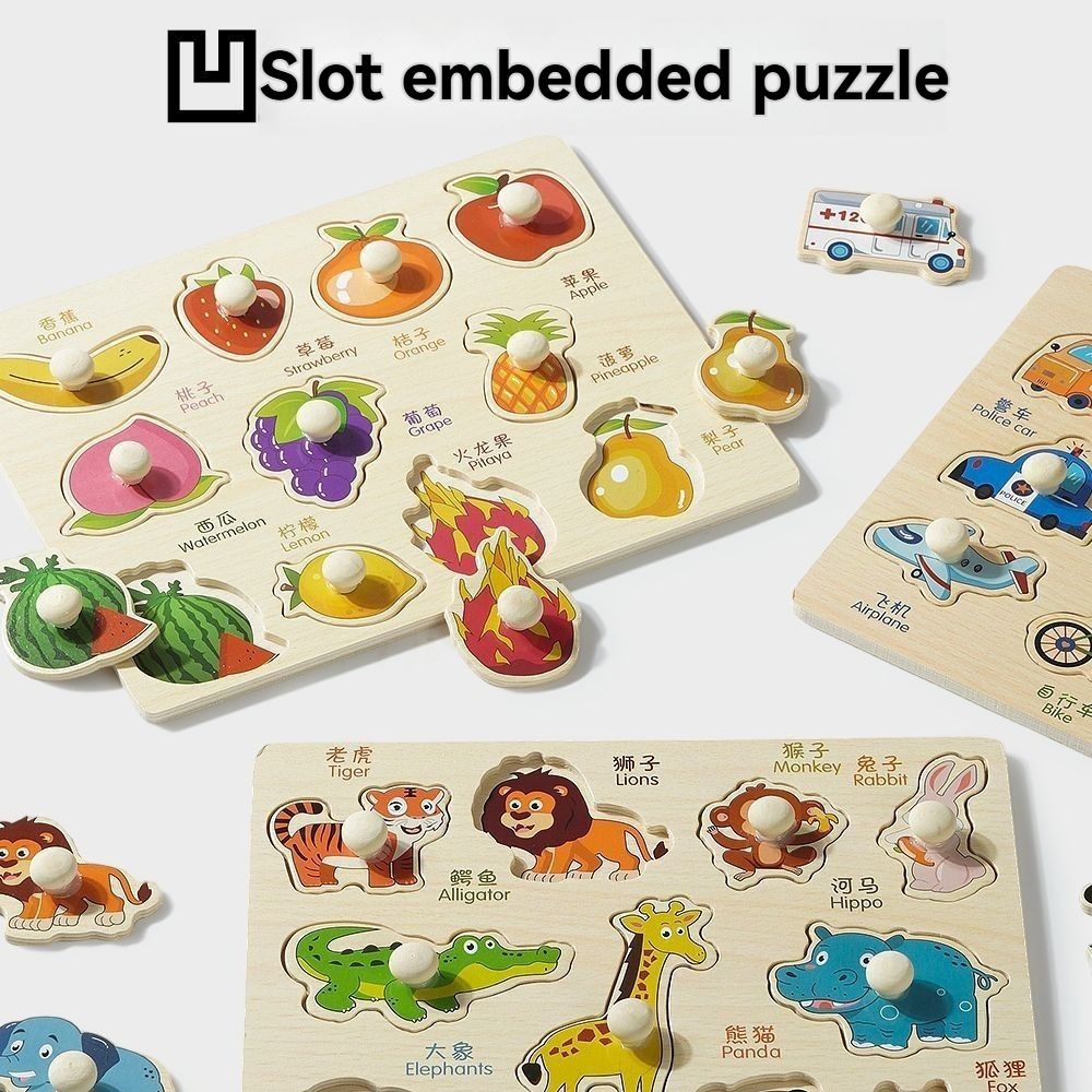Preschool Learning Montessori Hand Grab Boards Toys Cartoon Creative Tangram Jigsaw Game Colorful Number Children Montessori Toys Birthday Gifts
