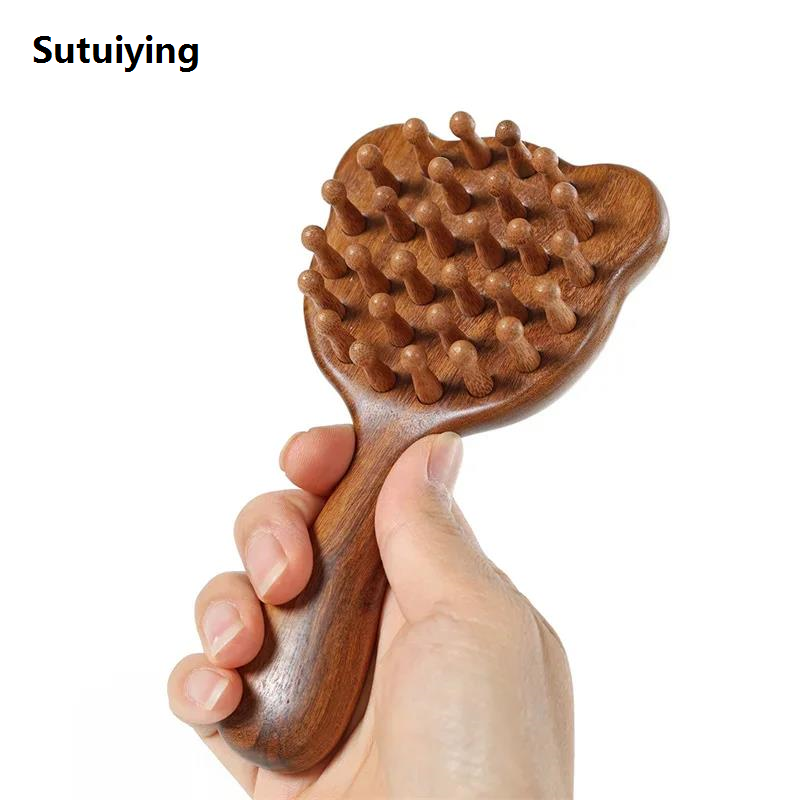 Sutuiying Cute cat shape Wood hair Comb for small children kids air cushion New wood Circular Scalp massage Combs Household Use Makeup Tools