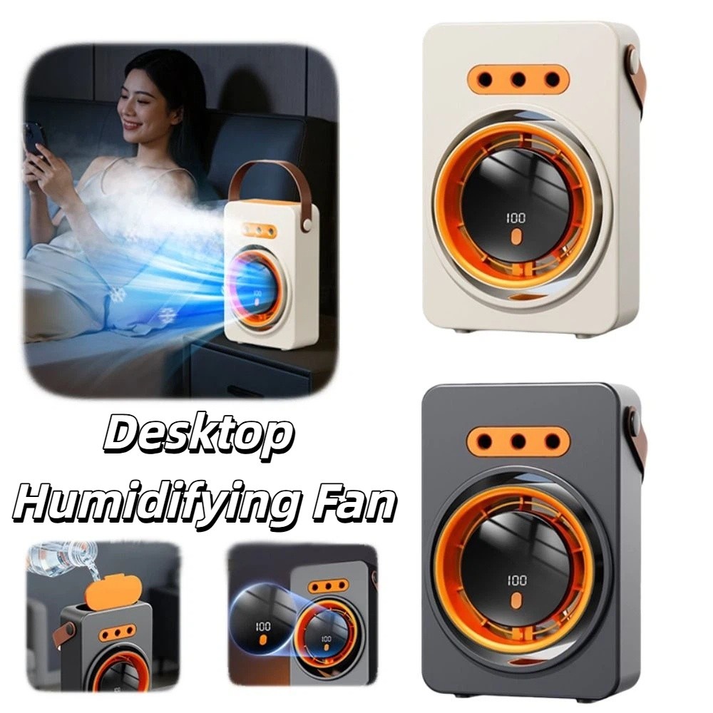 Cooling Fan 100-Speed Stepless Adjustment Mini Evaporative Air Cooler Multi-Angle Airflow Energy Saving Portable Air Conditioner Triple-Hole Mist Quiet Operation Desktop Humidifying Fan Classroom