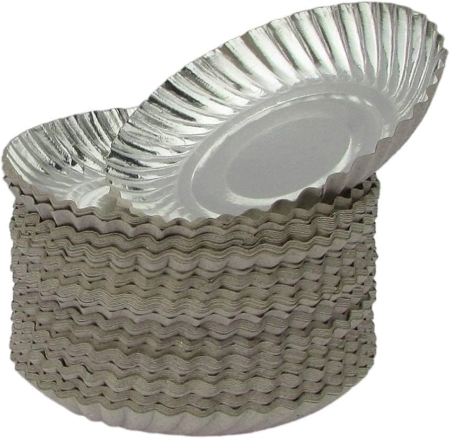 14 inch Diameter Dinner Thali Disposable Paper Silver Plate | Eco-Friendly, Biodegradable, Plant Biomass Pattal | for Serving Dinner,Birthday,Lunch,Picnic,Wedding & Party | Patri Plates