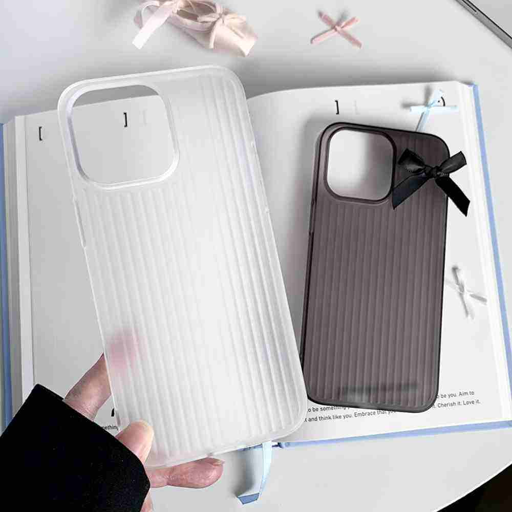 HODON Luxury Corrugated Pattern Soft Silicone Case For iPhone 16 15 14 13 12 11 Pro Max Matte Clear Ultra Thin Cover Non-Slip Shell