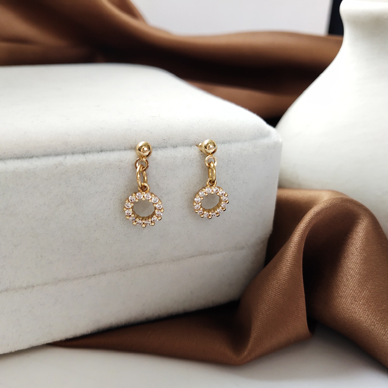 【Hottest Trends】Japanese and Korean Style Simple Elegant Mini Exquisite Small Round Ring Earrings Short Earrings Earrings Earrings Women's Ear Jewelry