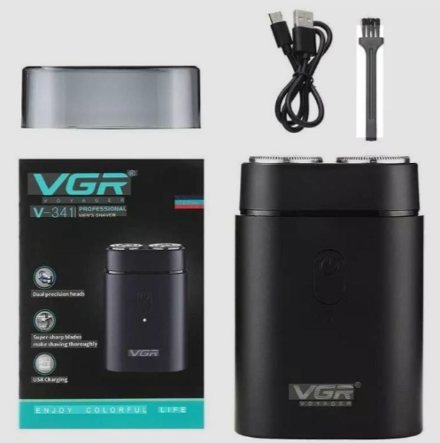 VGR V-341 Professional Men's Electric Shaver, Portable & Waterproof USB Rechargeable Beard Trimmer By Godam Online
