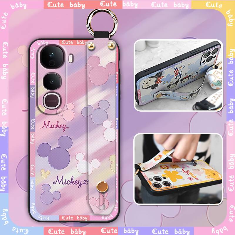 Shockproof Anti-knock Phone Case For VIVO Y400 Pro 5G Global Soft case Cartoon Lanyard Wrist Strap Ring Back Cover