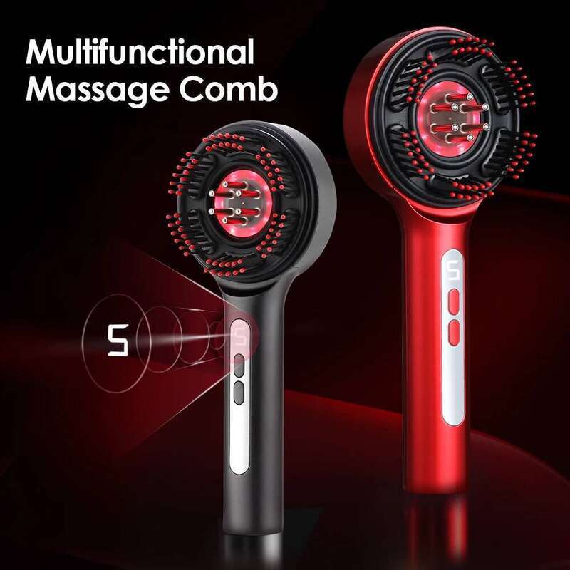 Electric Massage Comb Head Scalp Massager for Growth Red Blue Purple Light Care Serum Oil Applicator Anti Hair Loss