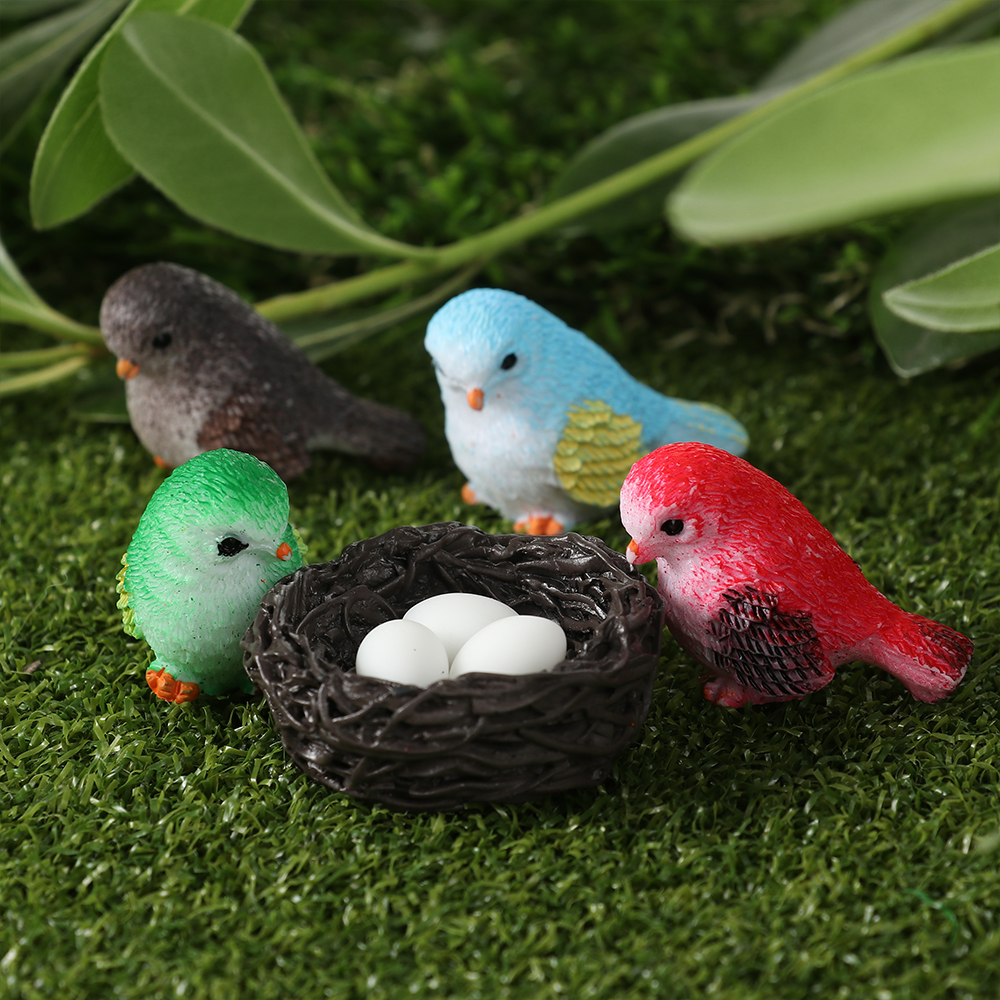 Funny DIY Mini Bird Mini Sculpture Decoration Crafts Fairy Garden Resin Miniatures Micro Ornaments Landscape Figurine Miniature Bird Figurines