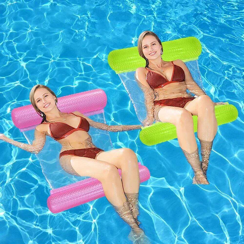 1PC Thickened PVC Iatable Solid color Hanging Bed Sparkling Floating Mat for Pool Beach Summer Party Foldable98
