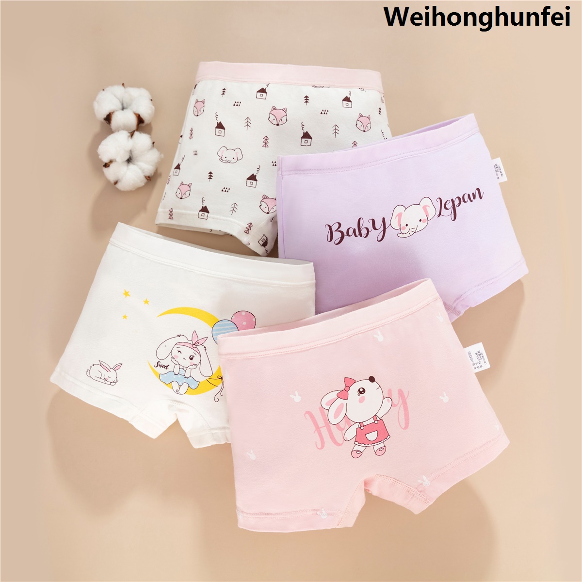 WeihonghunfeiPortable Pink Rabbit Girls Boxers Underwear Cartoon Elastic Girls Underpants Girl Clothes for 5 6 7 8 9 10 11 12 Years Old OMGosh