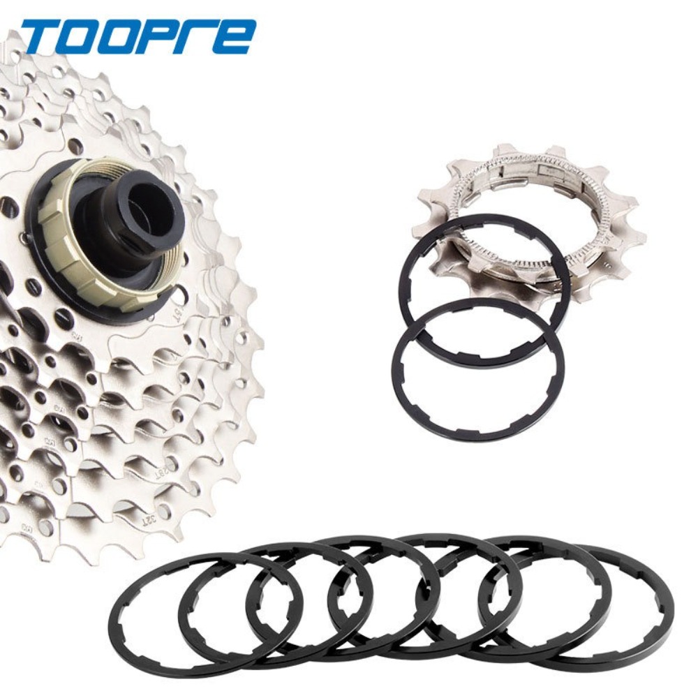 Fashion TOOPRE Bicycle Hub Washer 1/1.5/1.85/2/2.18/2.35mm Aluminum Alloy MTB Bottom Bracket Spacers Road Bike Cassette Flywheel Spacer