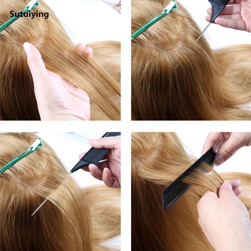Sutuiying 1PC Professional Pointed Tail Hair Comb Anti-static Hair Dye Brush Profesional Barber Steel Needle Comb Salon Hairdresser Barber Accessories
