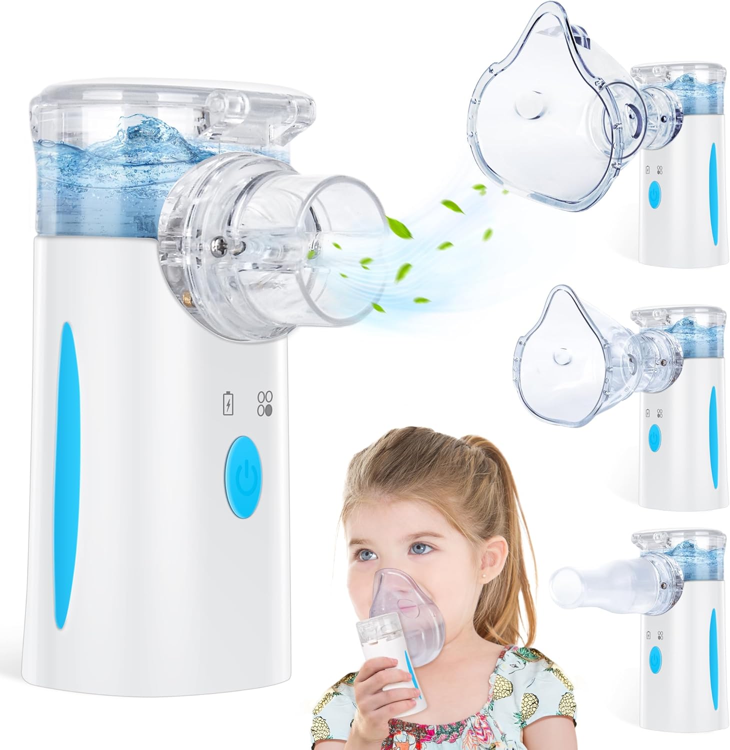 Portable Ultrasonic Rechargeable Mesh Nebulizer Machine Cool Mist Inhaler for Children and Adults( battery not included)