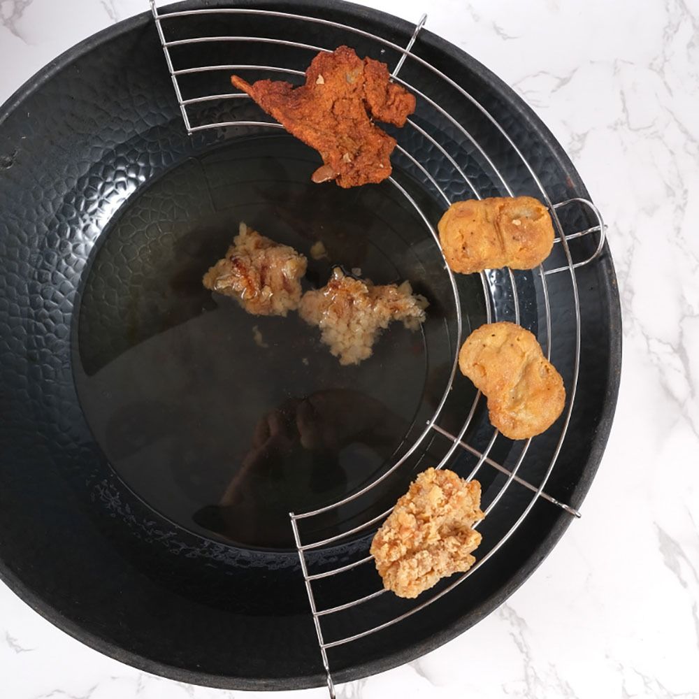 Durable Stainless Steel Oil Drain Rack Corrosion Resistance Simplicity Hot Pot Rack Hook Design Frying Tray Kitchen