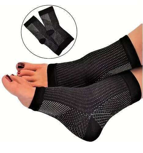 2 Pair Compression Socks Ankle Support, Open Toe Design for Plantar Fasciitis Pain Relief