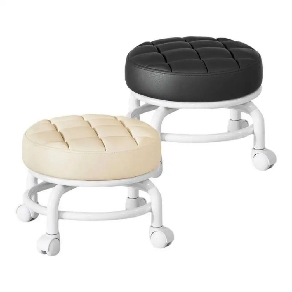 Practical PU Rotating Rolling Stool 360 Degree Rotating Universal Wheel Rolling Pulley Chair Easy Mobility Height Weight Capacity Low Seat Nail Salon