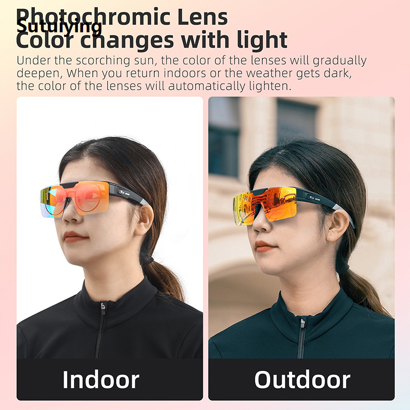 Sutuiying WEST BIKING Photochromic Cycling Glasses Sports Sunglasses Men Fit Bargain price Over Myopia MTB Road Cycling Eyewear Fishing Driving Goggles