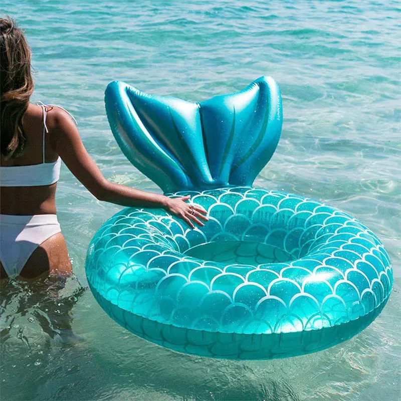 110/90/70 Inflatable Mermaid Swimming Ring for Adults Kids Swimming Circle Swim Pool Float Beach Party Toy Hammock Piscina