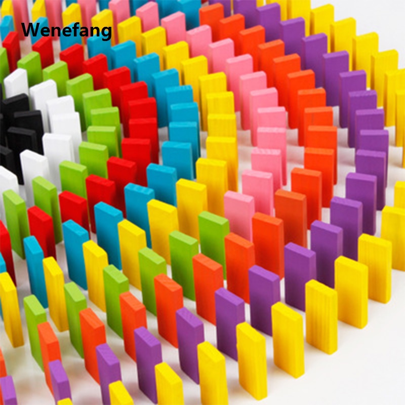 Wenefang New Kids 100pcs Children Color Sort Rainbow Wood Domino Blocks 【2025 Version】 Kits Early Bright Dominoes Games Educational Toys Gift