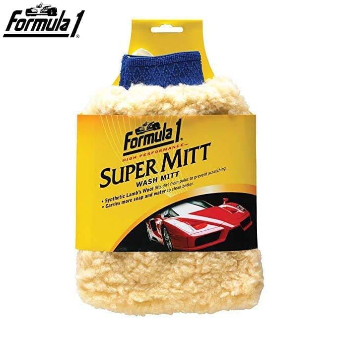 Car Dust Remover | Formula1 High Performance Super Mitt | Wash Mitt | Synthetic Lamb's Wool Lifts dirt from paint to prevent scratching | Carries more soap and water to clean better