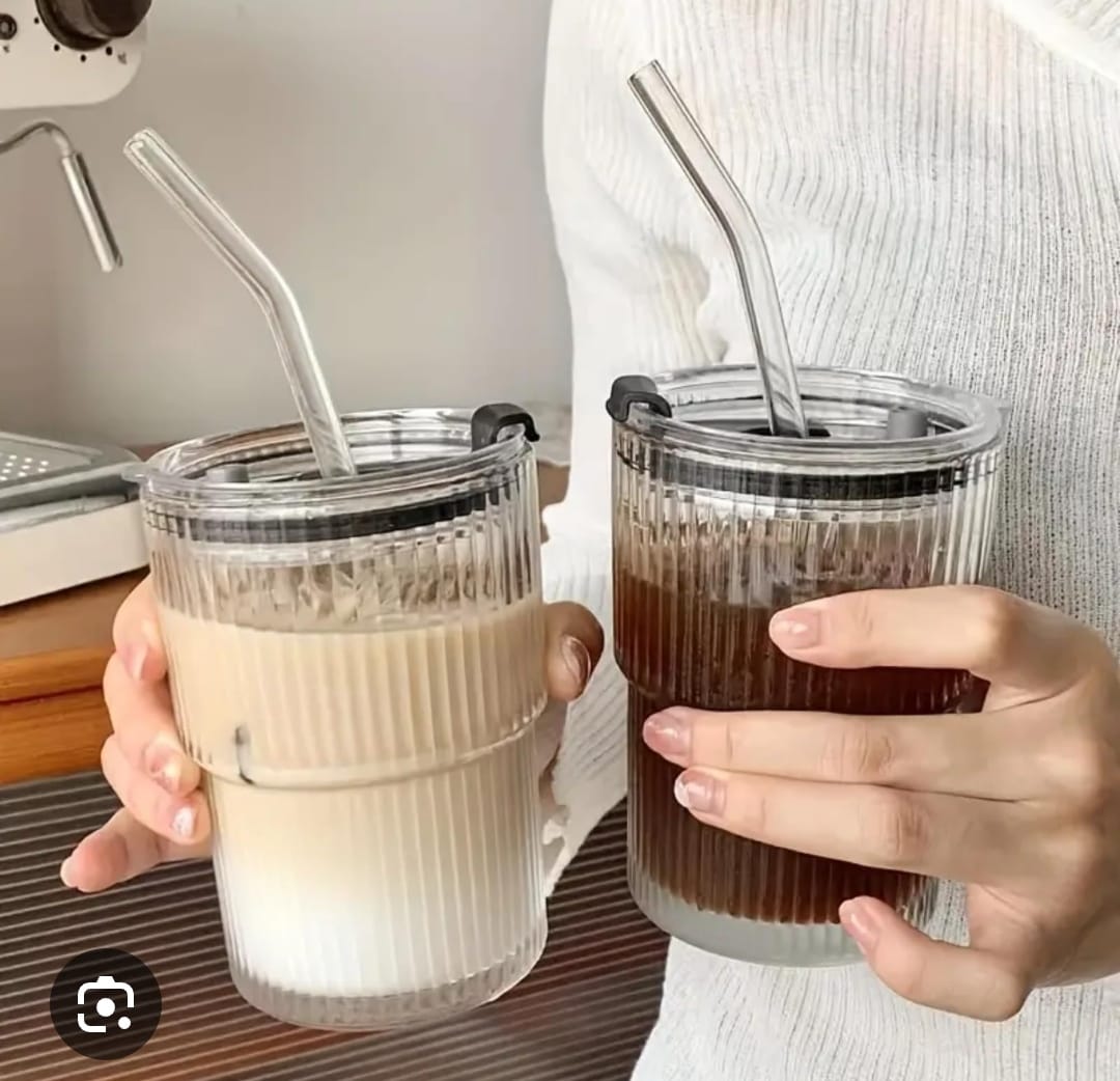 Spill-Proof Glass with Straw | With Straw Drinking Cup | Reusable Water Bottle