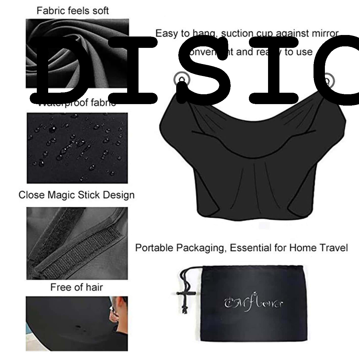 DISICHEN Shave Beard Collector Non-Stick Beard Shaving Cape Waterproof with Strong Suction Cup Men Gift Beard Gathering Cloth Bib Apron