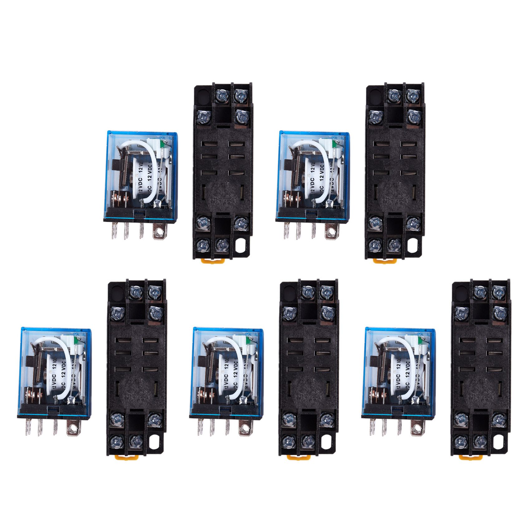 fasdaga 5X 12V DC Coil Power Relay DPDT LY2NJ HH62P-L JQX-13F 10A with PTF08A Socket Base