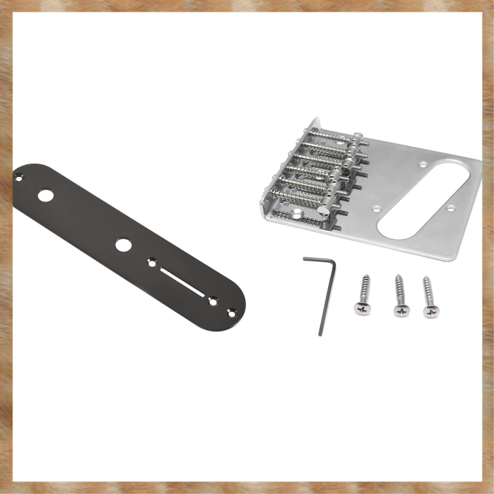 Kqueebee 1 Pcs 32MM Width Control Plate & 1 Set Vintage Style 6 Strings Saddle Bridge