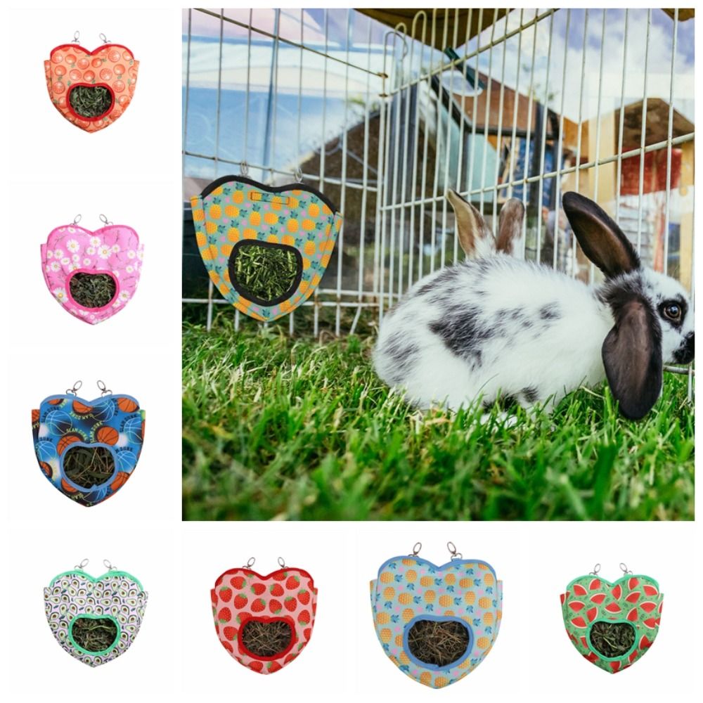 Pet Accessories Capacity Heart-Shape Hay Bag Cute Hanging Rabbit Feeding Bag Hole Oxford Cloth Grass Feeding Bag Hamster