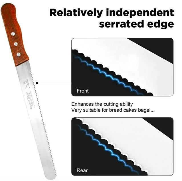 10 inch Bread K nife Serrated Sharp Wavy Edge