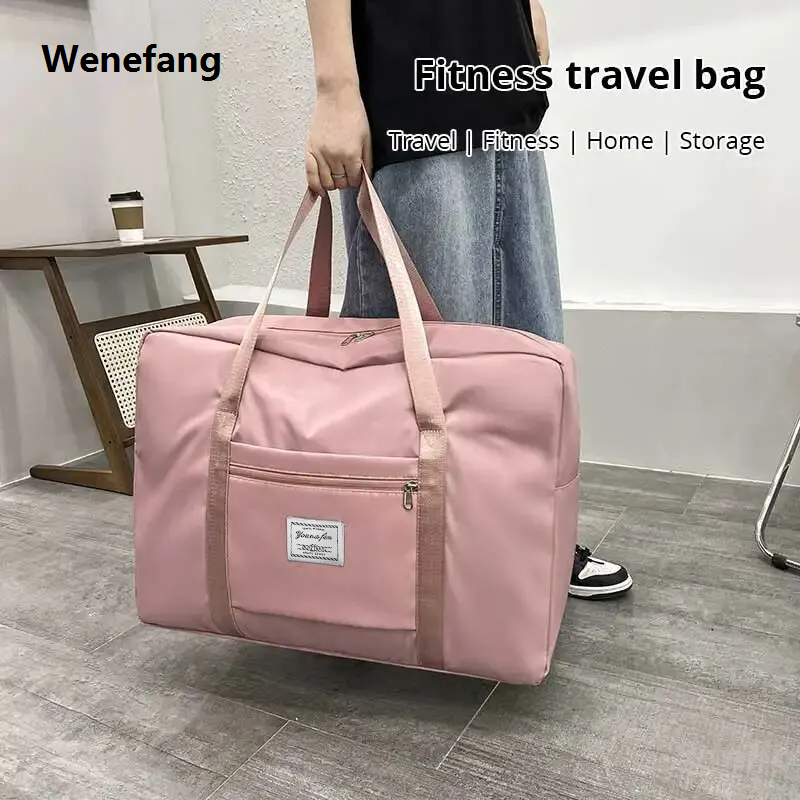 Wenefang 1pc Pink/Blue/Grey Travel Large Capacity Storage Bag Zipper Portable Original Sports Bag Versatile Gym Handbag Small, Medium, and Large