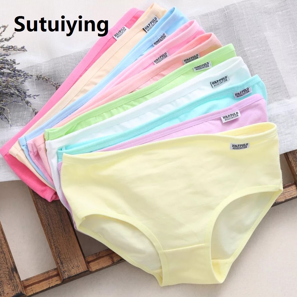 Sutuiying 3Pcs/Lot Plus Size Panties for Women's Underwear Cotton Girls Briefs Solid Color Lingeries Female Shorts Underpant 3XL/4XL