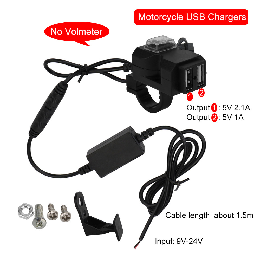 Waterproof 12V Motorcycle USB Chargers 3.0 Power Adapter Cover Holder Dirt Pit Bike Motorbike Accessories Electronics Universal Bles Online DZ-19B-04