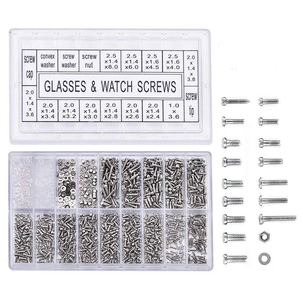 JAERBEE 4000Pcs Stainless Steel Eyeglasses Watch Repair Screw Replacement Kit Set Tiny Screws Nut Assortment Repair Tool Kit Set