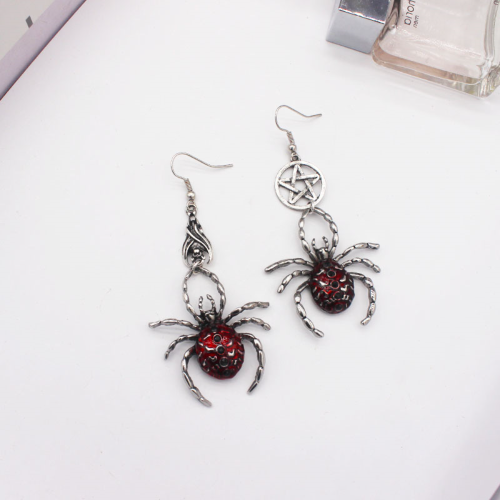 Lightweight Spider Earrings Quirky Hypoallergenic Halloween Jewelry Funny Metal Punk Earrings for Halloween Party Costume Goth
