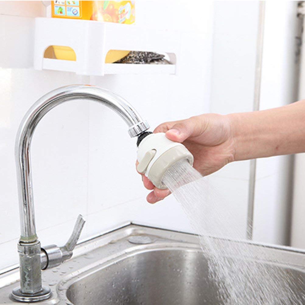ABS Silicone and Stainless Steel 360 Degree Rotating Sprinkler Faucet Pressurizing Kitchen Accessory (White, 8.5 x 5.5 x 2.5 cm)