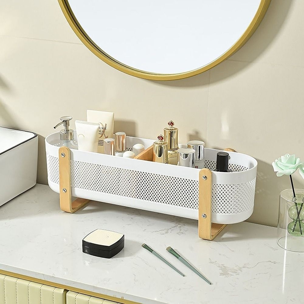Creative Large Capacity Cosmetic Storage Box With Dividers Multipurpose Storage Rack Space-saving Tabletop Shelf Office Desktop