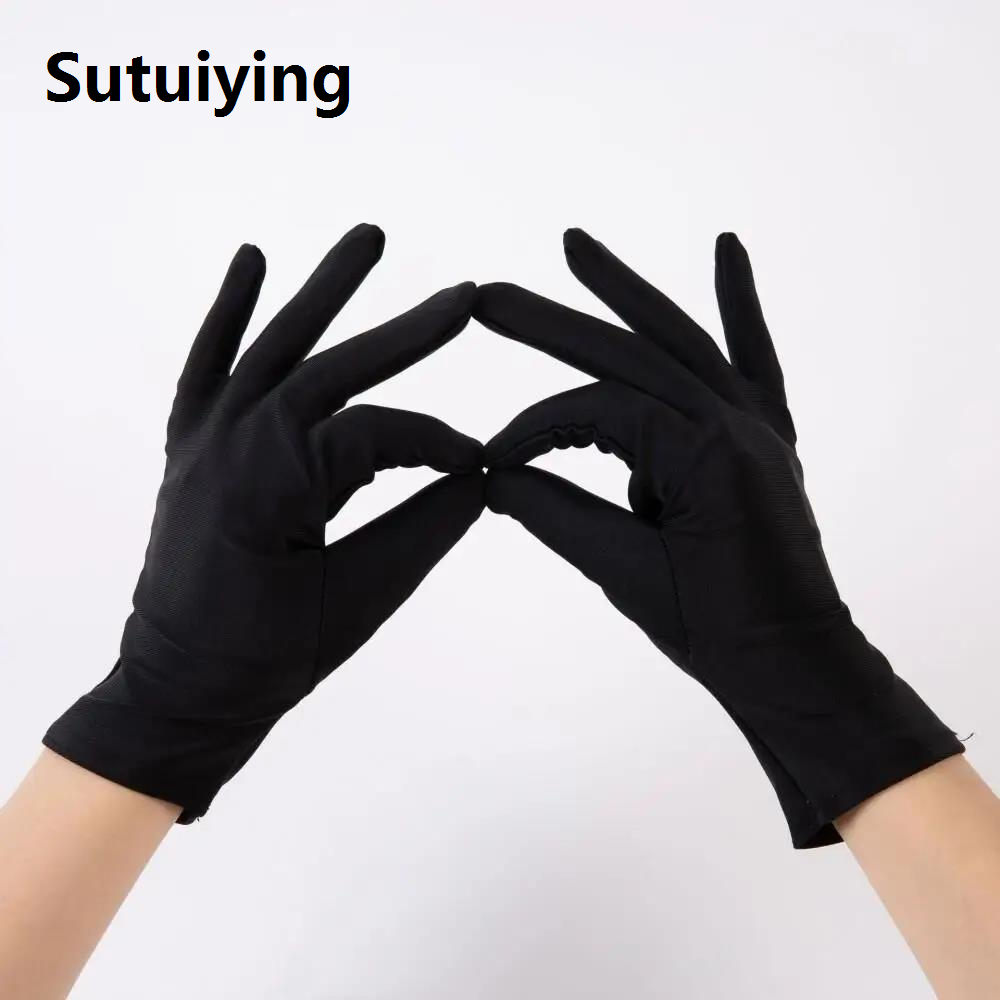 Sutuiying 1 Pair Fashion Gloves Men Black Etiquette Stretch Gloves Bike Motorcycle Thin Pure Silk Liner Gloves Skiing Walking Inner Gloves